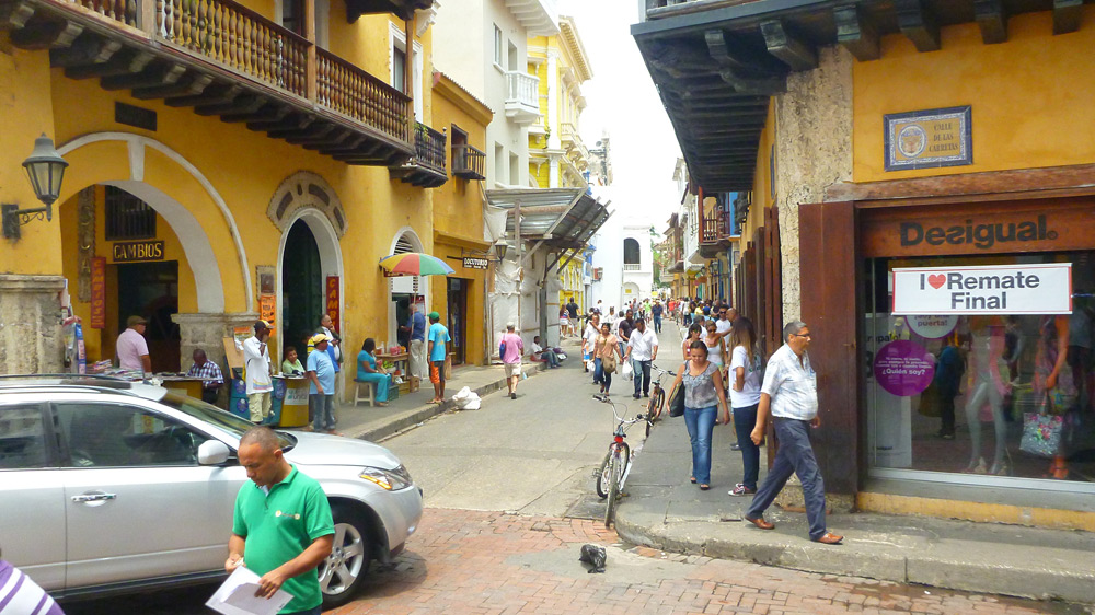 inside the walled city Cartagana Colombia