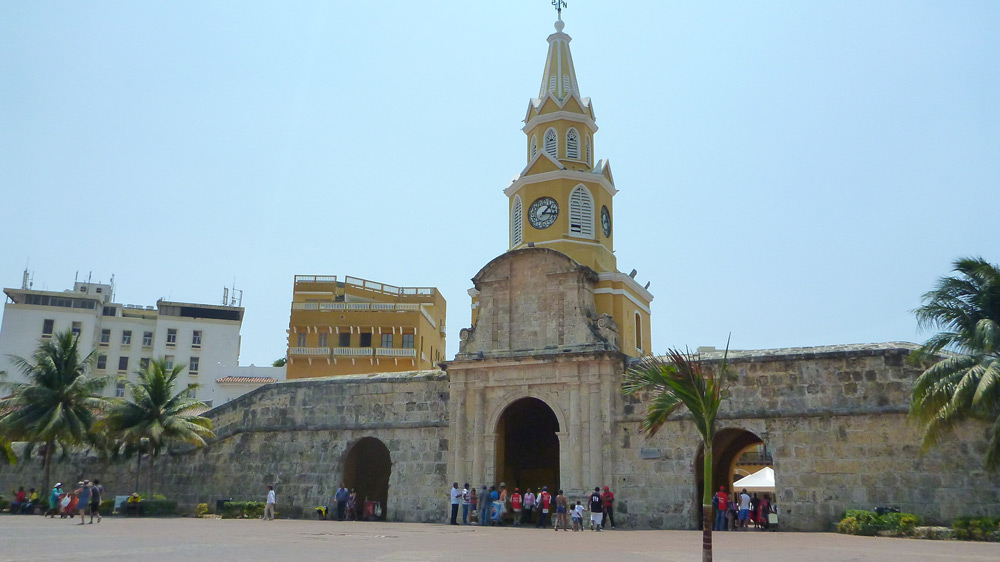 inside the walled city Cartagana Colombia