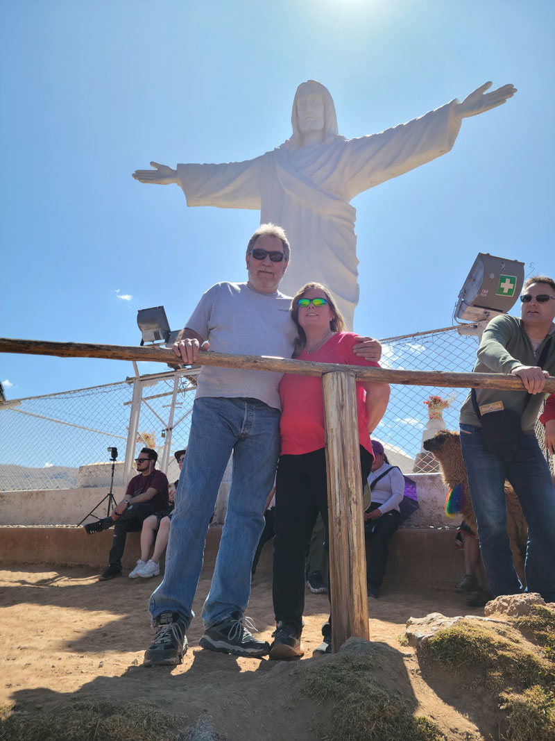 Mark and Beth at Cristo Blanco Cusco Peru